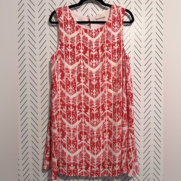 Everly Red and White Sleeveless Dress - Picture 1 of 12